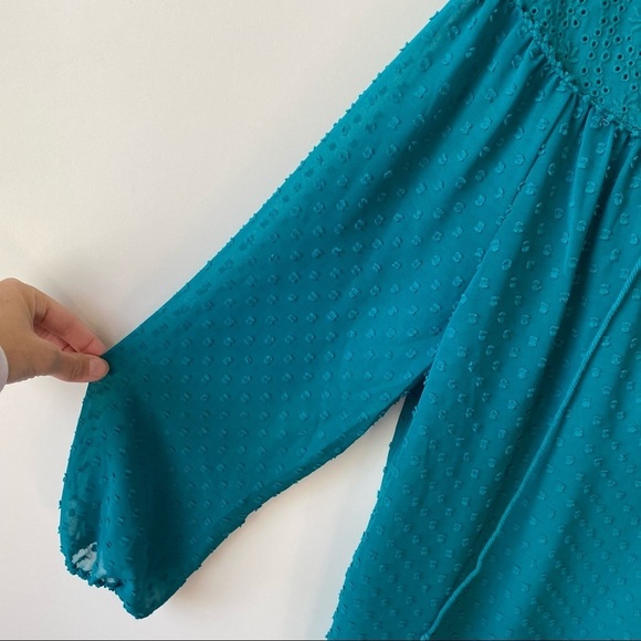MATILDA JANE Teal Swiss Dot Charisma Blouse! Med - Picture 9 of 10